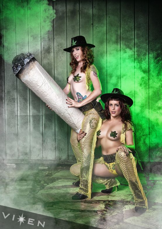 420 Smoke Pot Stoned Eva Mae Garnet and Ginger N. Whiskey of Whiskey & Fuego Burlesque in San Diego