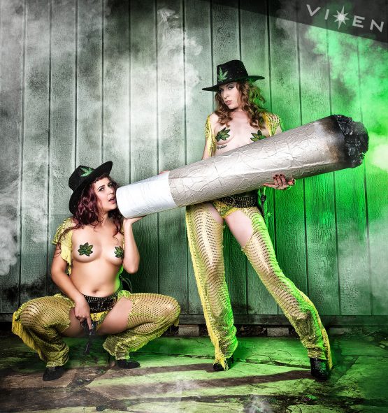420 Smoke Pot Stoned Eva Mae Garnet and Ginger N. Whiskey of Whiskey & Fuego Burlesque in San Diego