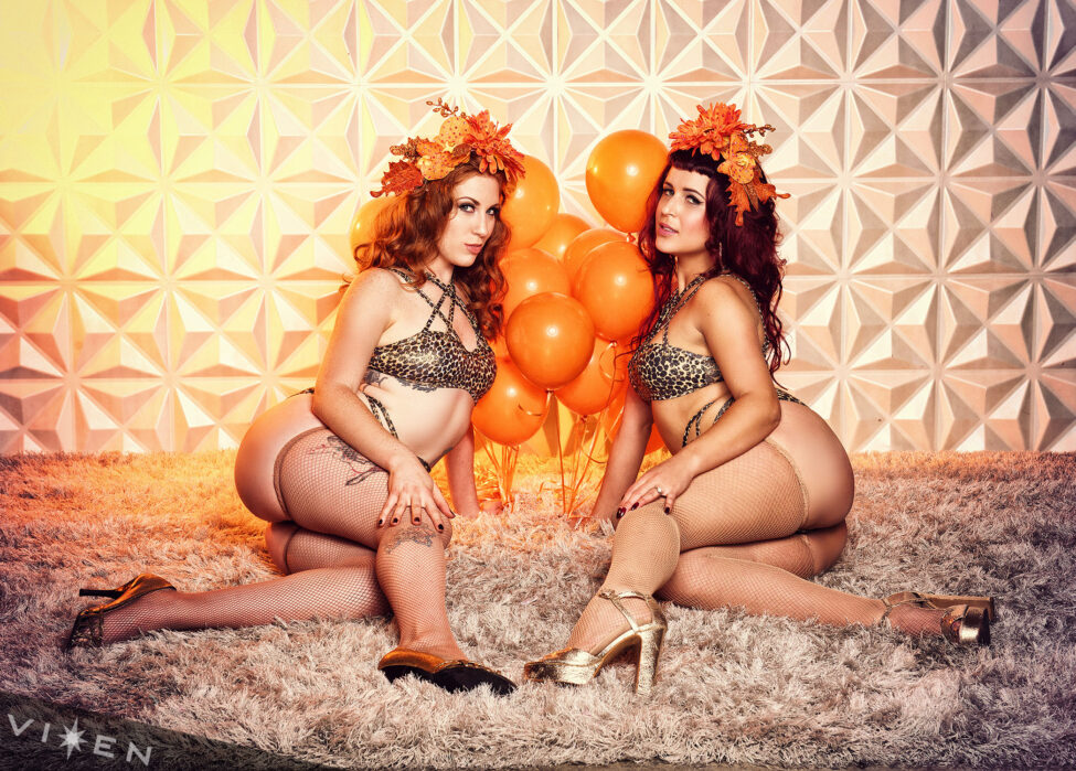Eva Mae Garnet and Ginger N. Whiskey of Whiskey & Fuego Burlesque in San Diego