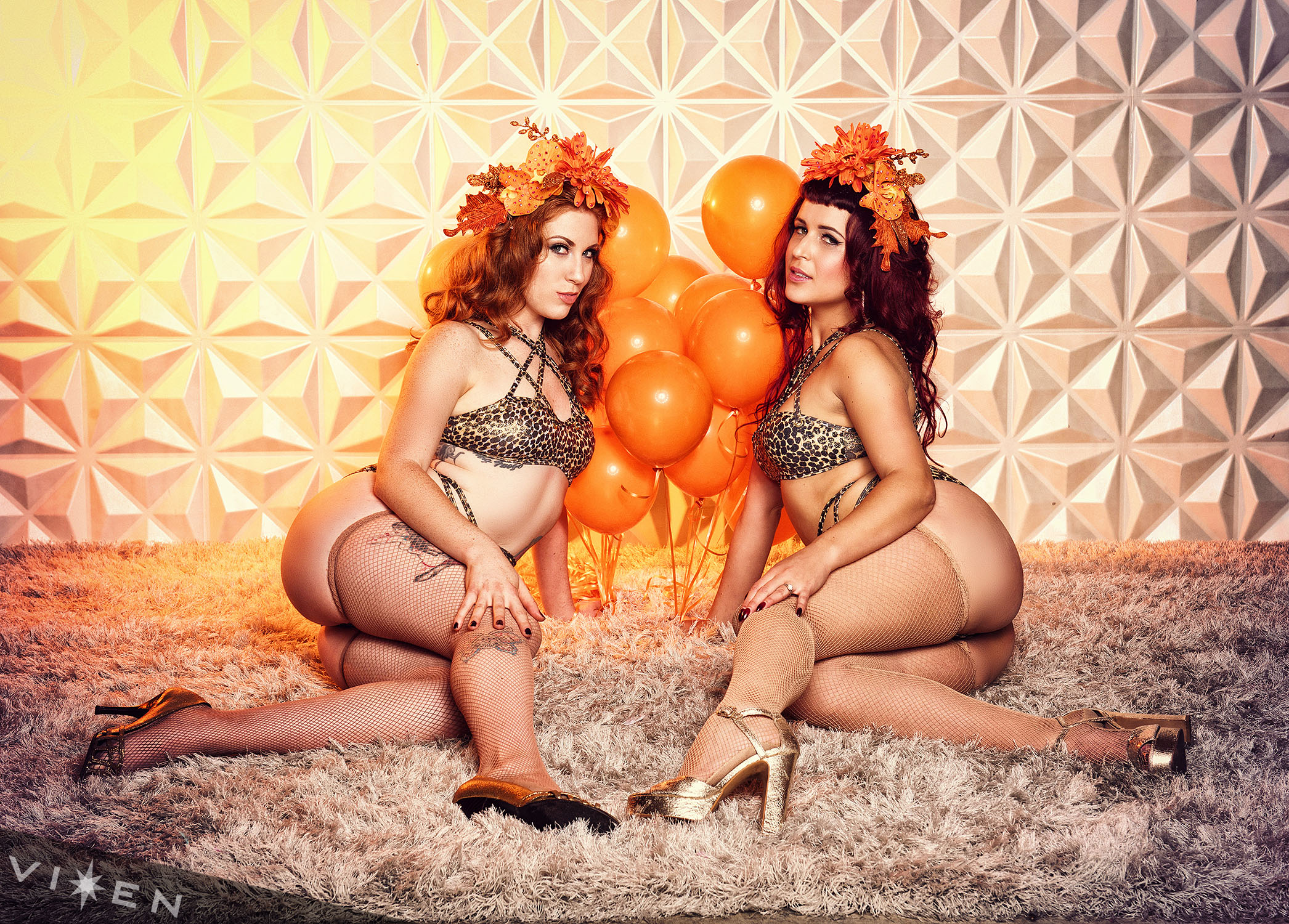 Eva Mae Garnet and Ginger N. Whiskey of Whiskey & Fuego Burlesque in San Diego